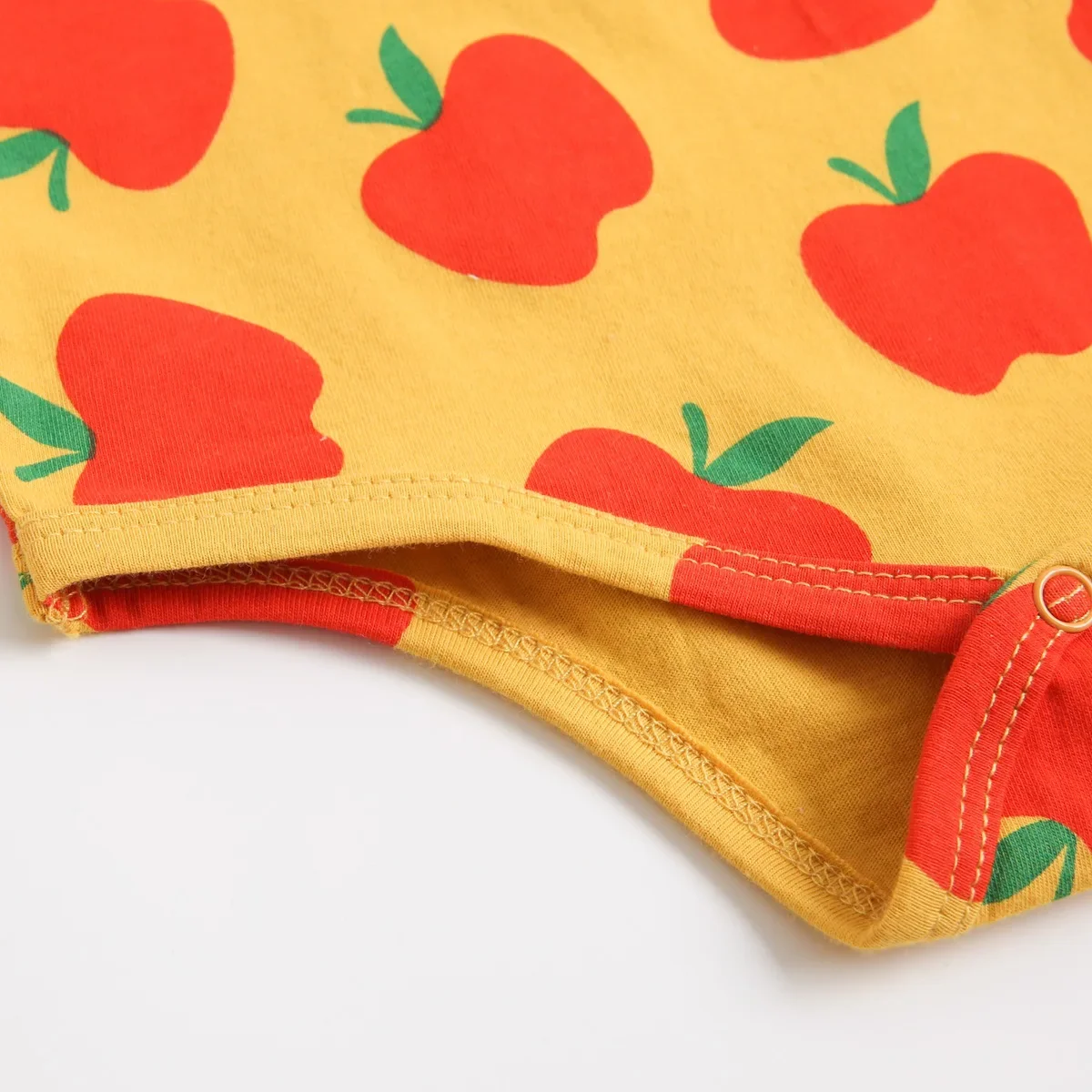 Sommer Baumwolle Säuglings-Mädchenkleidung Apfel-Strampler Baby-Mädchen Bodys mit Stirnband – Detail 7