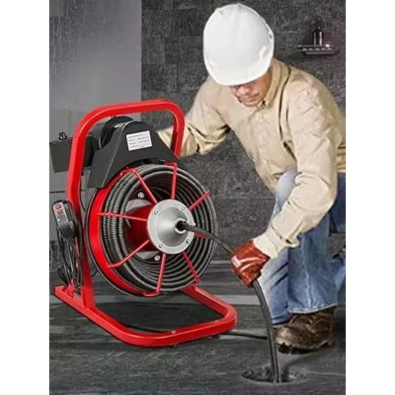 

Портативный электрический очиститель канализационных сливов 75 футов × 3/8 дюйма — профессиональный инструмент для очистки канализации