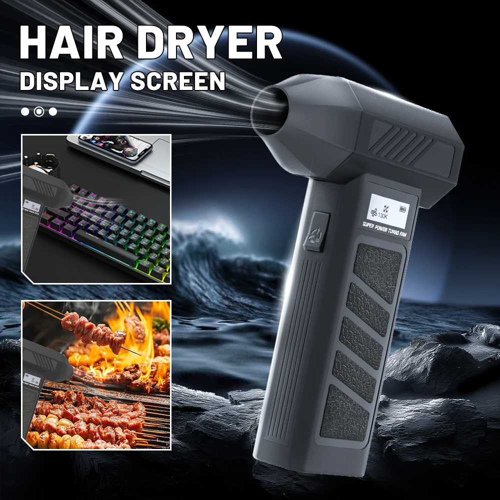 

5000mAh Turbo Jet Fan 160000RPM Wind Speed 60m/s Electric Blower Multifunctional Blowing Dust Dryer 30W fast charging