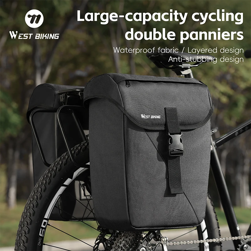 

WEST BIKING Cycling Double Side Rear Rack Bags 32L Bicycle Bag Waterproof Durable Convenient Travel Trunk Bags Cycling Equipment