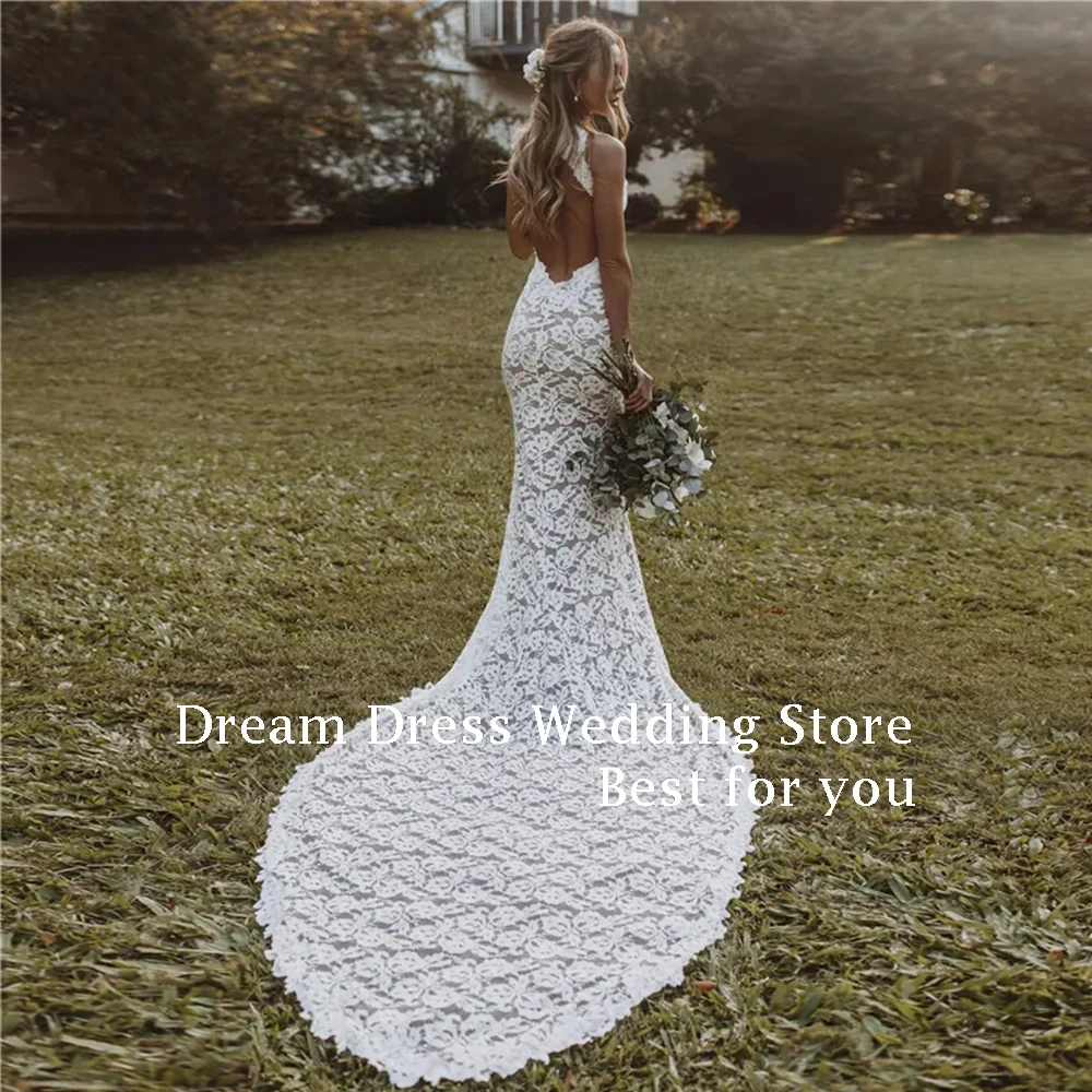 DREAM Elegante Boho Abiti da sposa lunghi Pavimento-lunghezza Sirena Corte dei treni Abito da sposa su misura Donna Abiti da sposa 2024