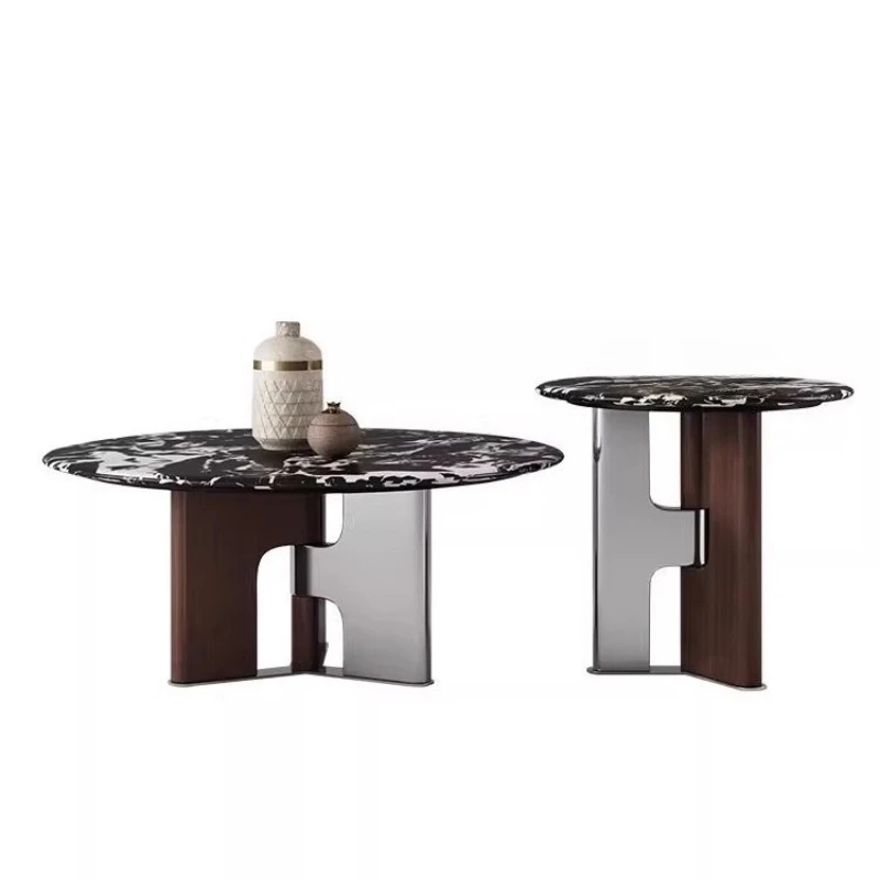 Marble coffee table, living room, home light luxury, modern small apartment, round combination, new high-end design