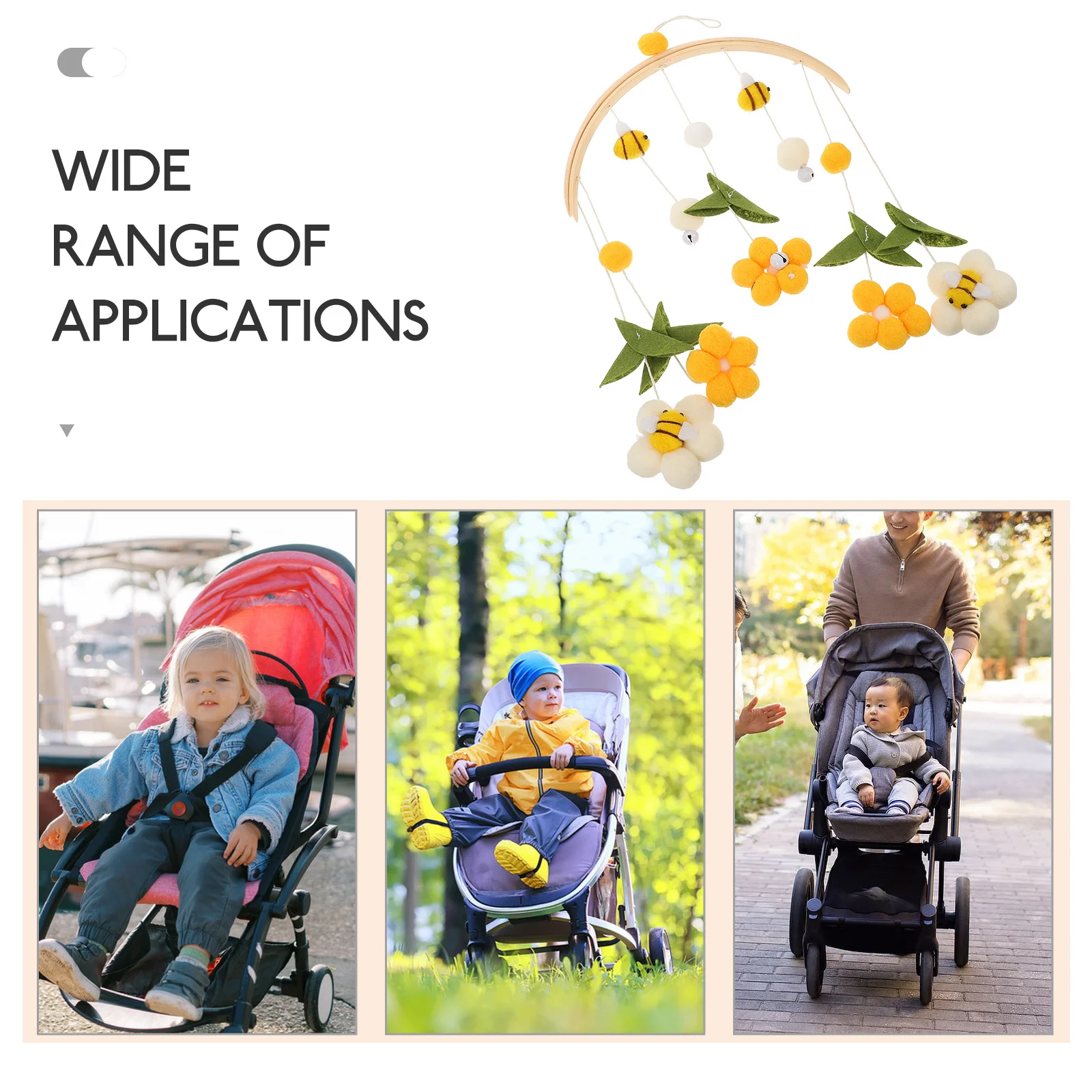 Mobiles Babybett aus Holz mit Bienenblume, leichte Hängedekoration für Kinderzimmer und Babyzimmer, mobile Hängedekorationen für Kinderbett