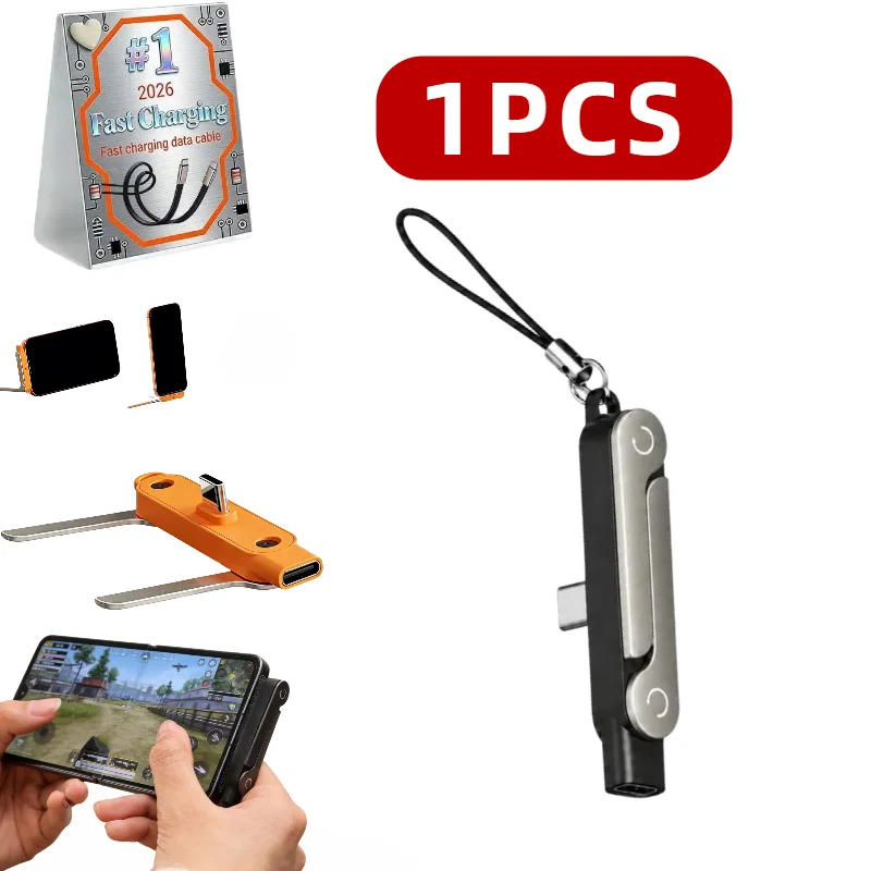 240W Ladekabelhalterung mit unsichtbarer Unterstützung, faltbarer Telefonhalter, USB Typ C Flachladegerät, Ladekabel, C-Kick-Kabelständer