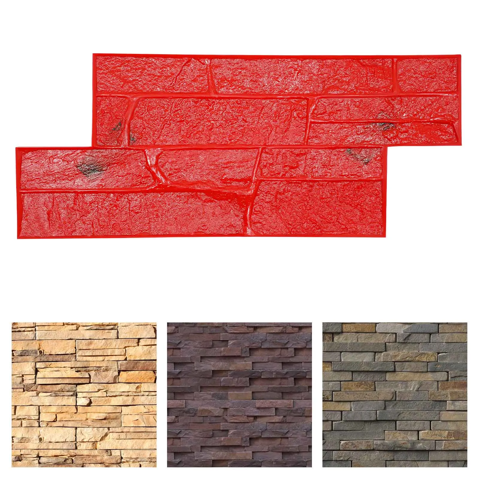 

PU Concrete Mold,Red Wood Grain Rectangle Concrete Texture Mold Manual for Imprinting Concrete