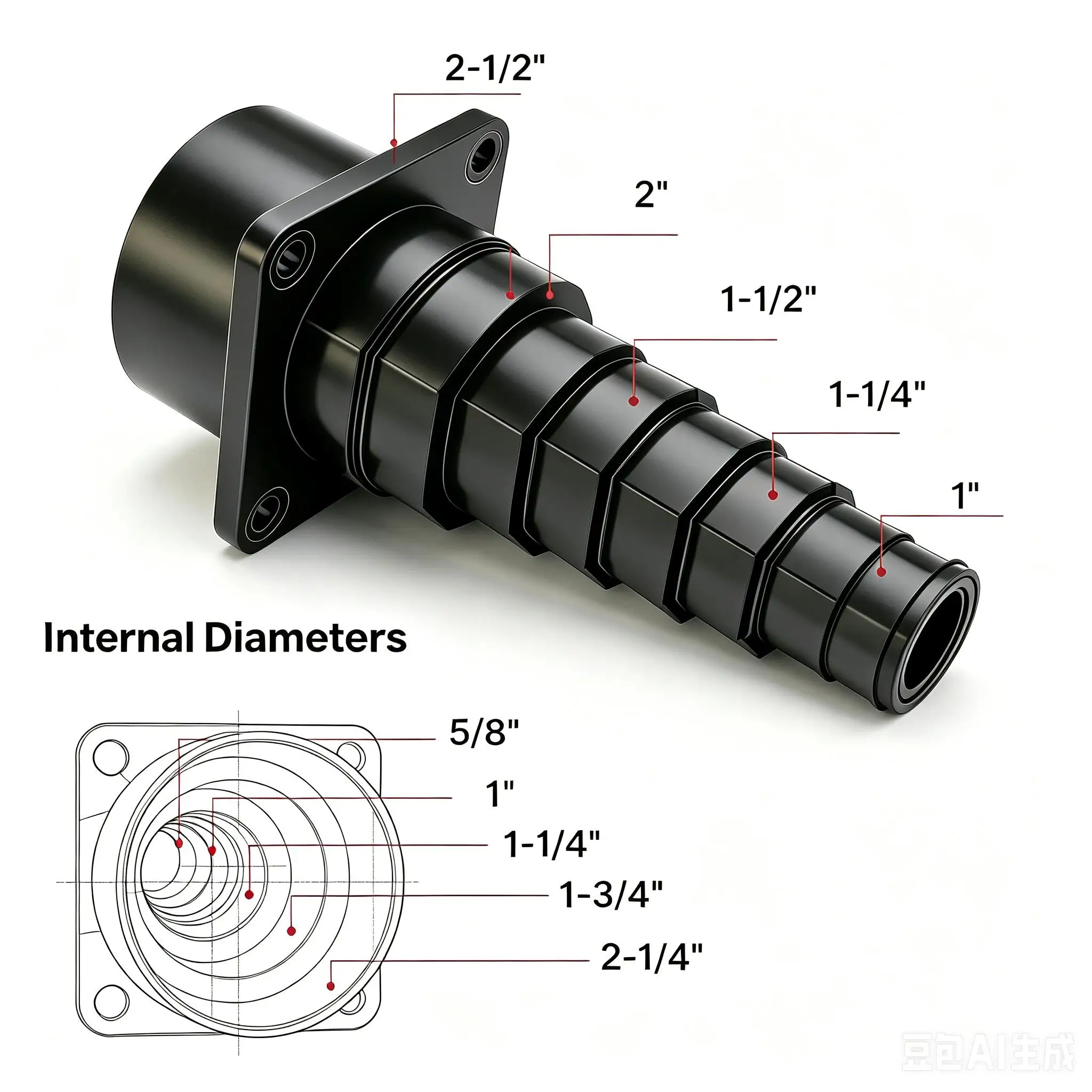 90687 Tool Adapter For Shop Vacuums, Fits 2-1/2in To Power Tools, Stepped Reducer For Wet Dry Vacuum Cleaner Accessories
