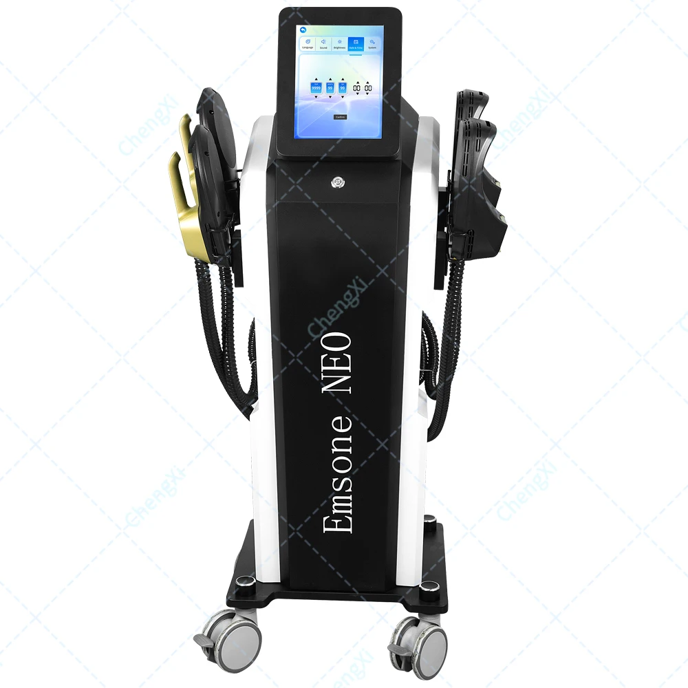 2025 엠손 네오 스컬프 머신 블랙 골드 RF 6500W 지방/바디 조각 슬리밍 근육 자극 전자기 기술