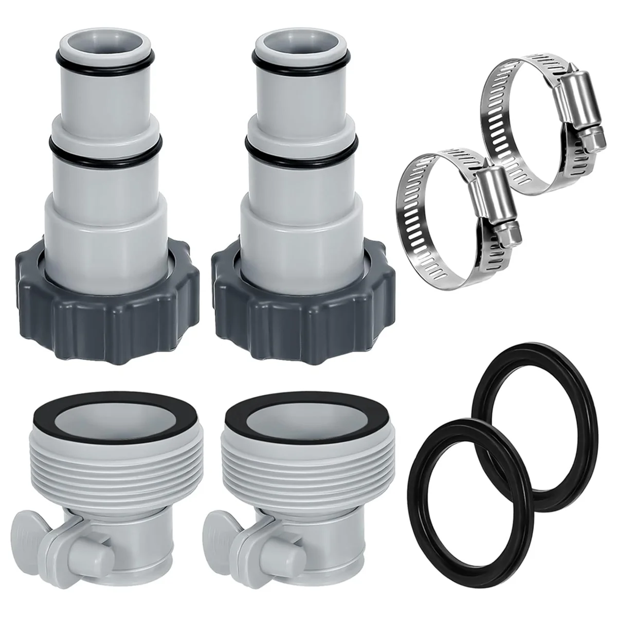 Pool Hose Adapter Kit,2 Types Pool Pump Hose Connector for 1.5 & 1.25 in Hoses for Aboves Ground Pool Replacement Parts