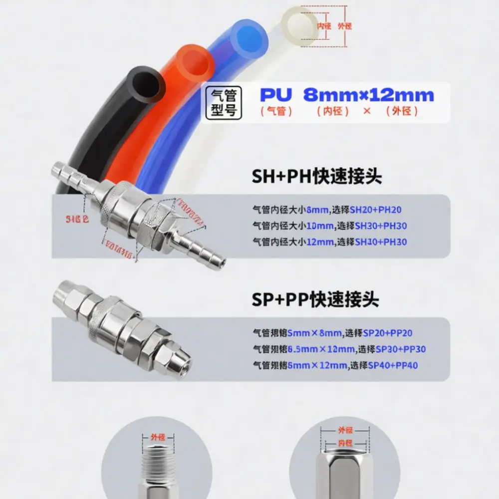 C Type Air Fitting Pneumatic Quick Connector Air Compressor Hose Coupler Adapter Air Line Pipe Coupling Industrial System Tool