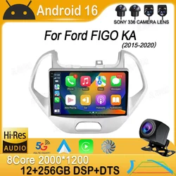 Car Android 16 For Ford FIGO KA 2015 - 2020 Auto Radio Stereo Multimedia Player GPS Navigation 5G wifi Wireless Carplay QLED HDR