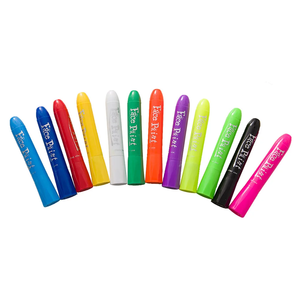 Juego de crayones de pintura facial de 12 colores, palitos para colorear lavables y brillantes para cara y cuerpo para adultos, accesorios de maquillaje para eventos y fanáticos