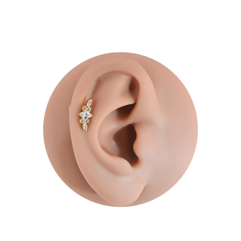 1PC G23 Titanium Labret Piercing Ear Studs Internal Thread Zircon Horse's Eye Lip Rings Cartilage Tragus Stud Piercing Jewelry