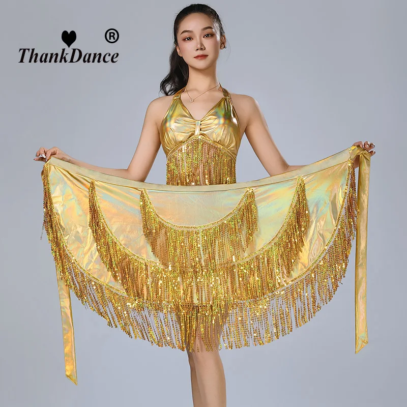 

Хип-шарф с кисточками для латинских танцев Юбка для танцев Шарф с кисточками для танца живота Цепочка на талию Хип-шарф Лакированная кожа Юбка с кисточками и блестками Танцевальная юбка