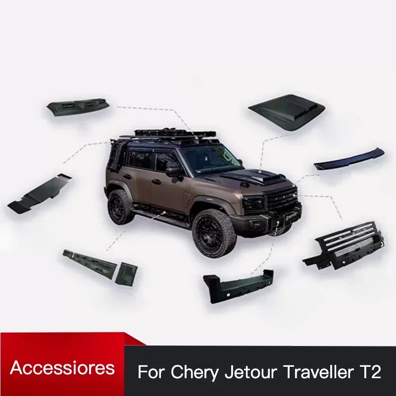 for Jetour Traveller T2 2023 2024 Jetour T2 body kit front bumper grille side skirt Rear Spoiler hunter lights hunter body kit