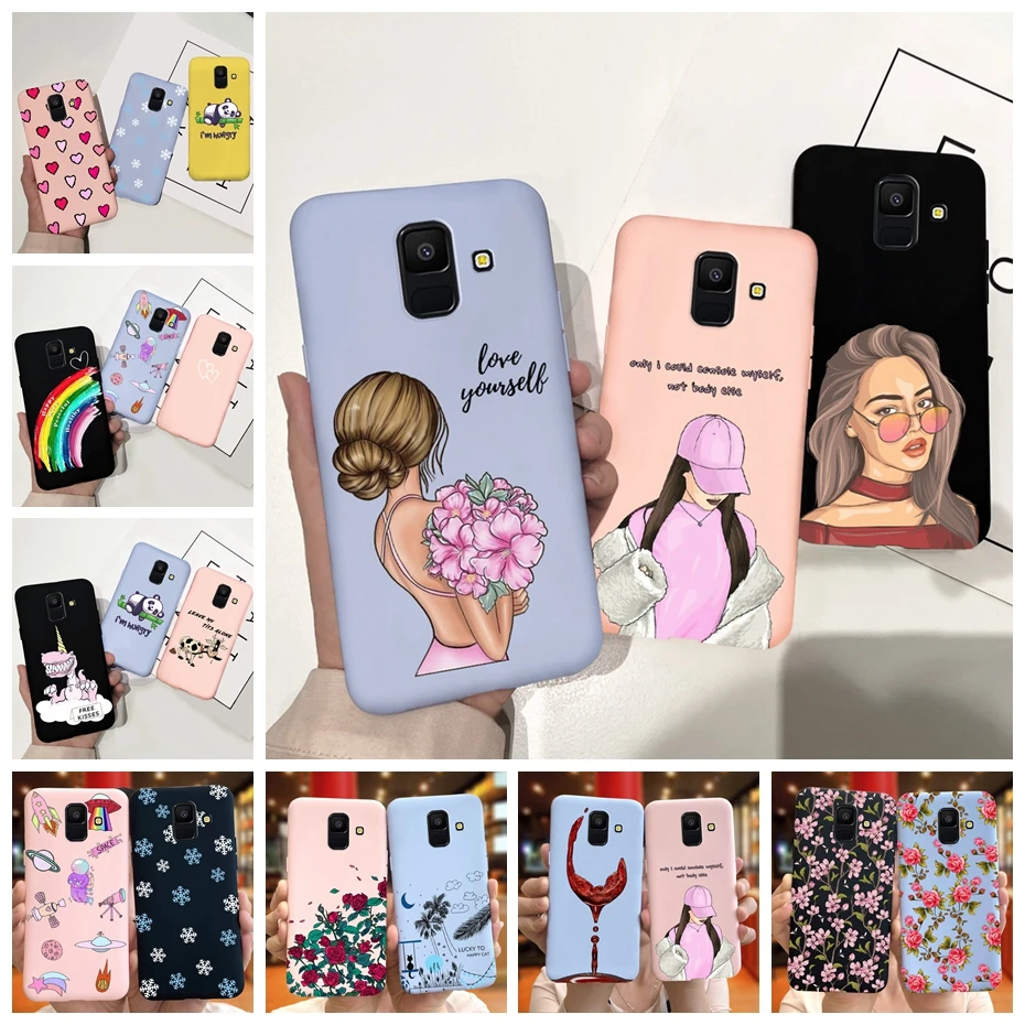 For Samsung Galaxy A6 2018 Phone Case Samsung A6+ (2018) Flower Girl Painted Soft Silicon Cover For Samsung A 6 A6 Plus 2018Case