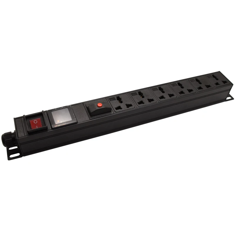 

PDU Power Strip Distribution Unit Cabinet 6AC 10A Universal Socket overload protection Switch Ammeter configuration 2m line