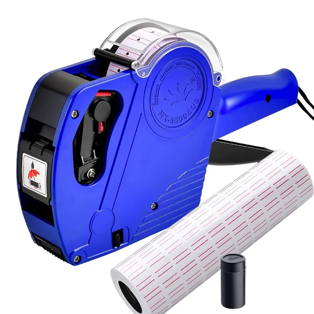 

MX-5500 8-digit pricing label machine kit with 5000 label stickers and 1 ink, digital label gun for retail store, grocery store