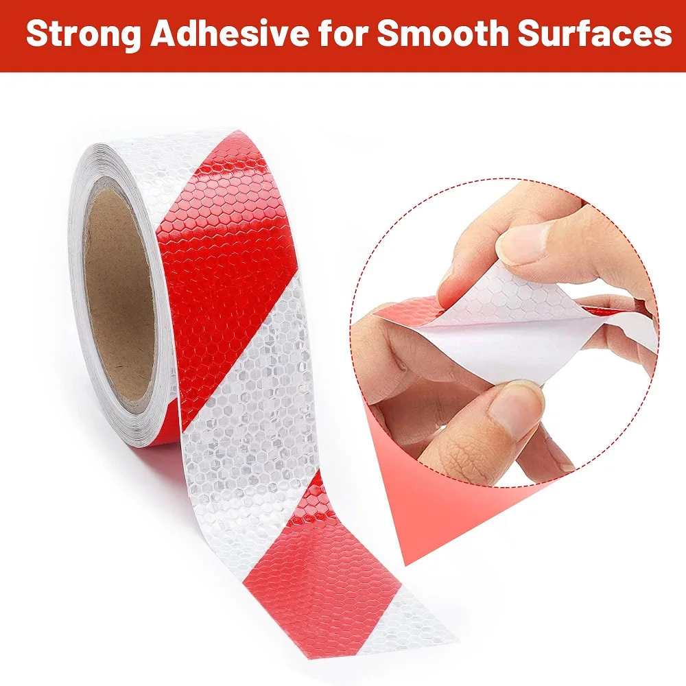 2\'\' Shining Reflective Warning Tape Twill Printing Waterproof Red White Waterproof Self Adhesive Stickers 10M For Car Motorcycle