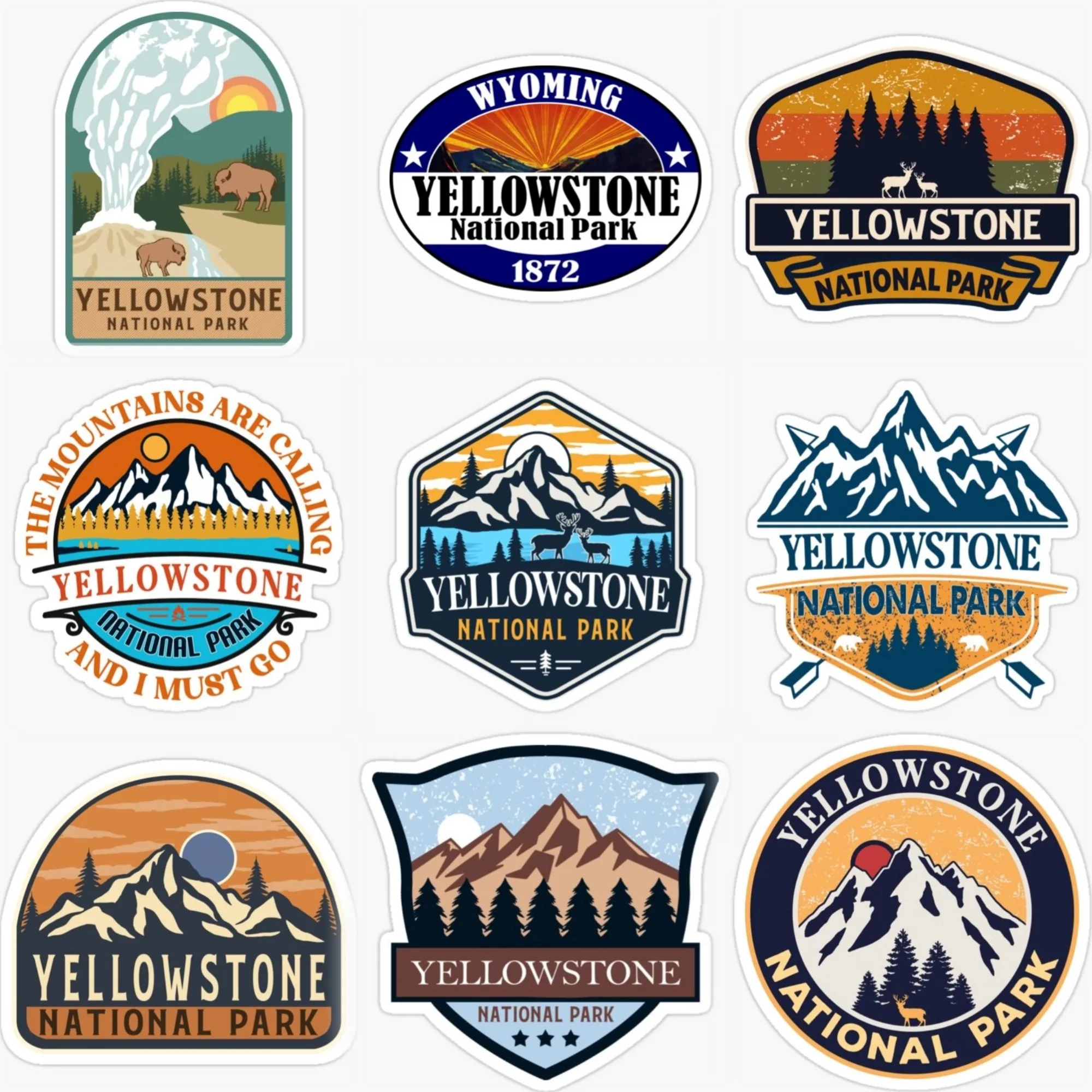 

Yellowstone National Park Scenery Mountain PVC Waterproof Sticker for Decorate Car Van Helmet Fridge Wall Decal Accessories