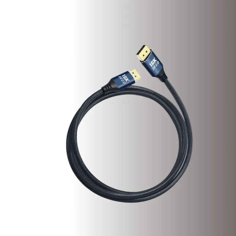 Câble de port d'affichage 2.0 tressé en nylon 16K 1.5M DP mâle vers DP mâle 80Gbps câble audio vidéo