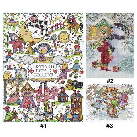 Partial Embroidery cotton Thread 14CT Printed Cartoon Cross Stitch Kit