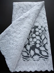 2025 African Sequins Mesh Lace Fabric High Quality Embroidered French Tulle Lace Fabric For Bridal Dress Luxury Dress A3490