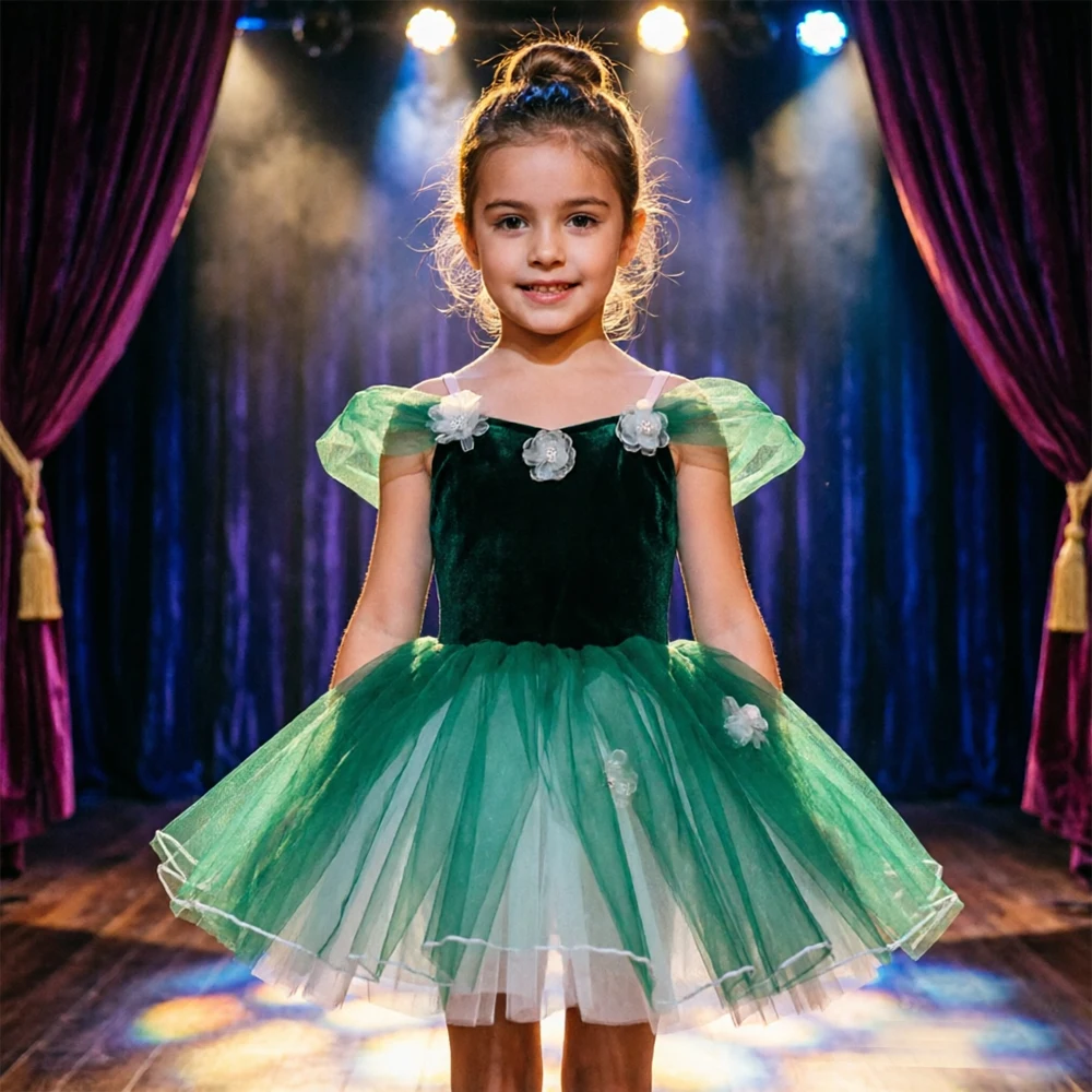 

Emerald Green Romantic Long Ballet Dress Dance Costume Tulle Skirt for Women and Girls Dance Competition Stage Shows & Recitals