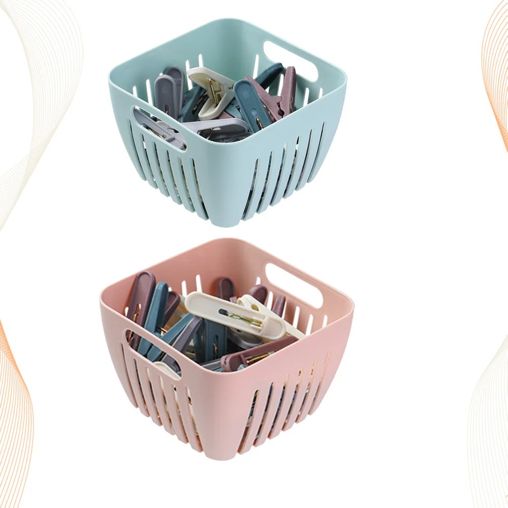 

48pcs Multifunctional Clothes Drying Clips Plastic Small Clips Clothespin Sock Clothes Laundry Clips with Storage Basket (Ra