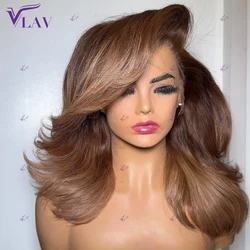 Glueless Wigs 13×4 HD Transparent Lace Frontal Wigs For Women 13×6 HD Lace Frontal Wigs Brown Body Wave #27 Color Wear And Go