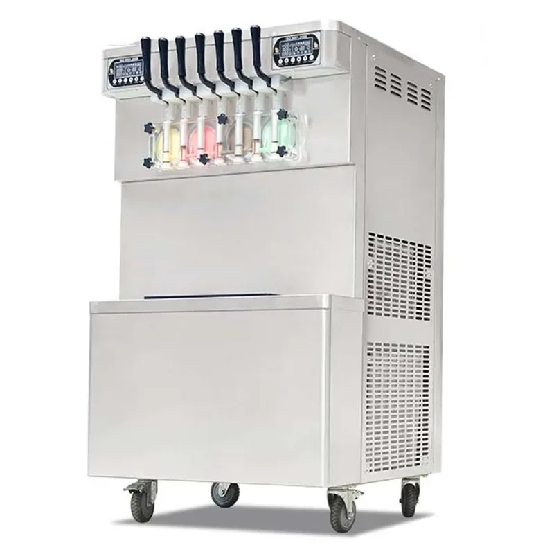 Frozen Yogurt Soft Serve Ice Cream Machine 7 Flavors Delicious Commercial  Ice Cream Maker Making Machines