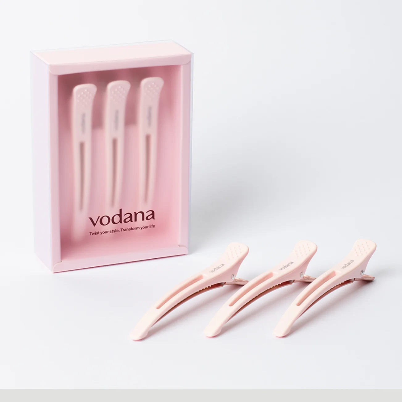 シリコン製アリゲーターヘアクリップ、跡が残らないダメージフリースタイリング補助ピンクヘアアクセサリー、シンプルスタイル、ギフトボックス付き