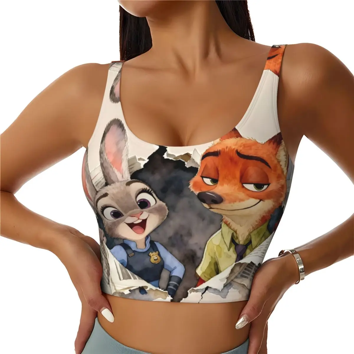 

Custom Zootopia Judy Nick Comics Workout Crop Tank Tops Women's Seamless Friend Running Yoga Sports Bras