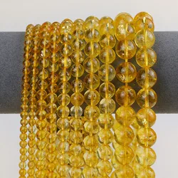 1 Strand Natural Citrines Energy Stone Crystal Round Loose Beads For Jewelry Making DIY Bracelets Necklaces Accessories 4-12MM