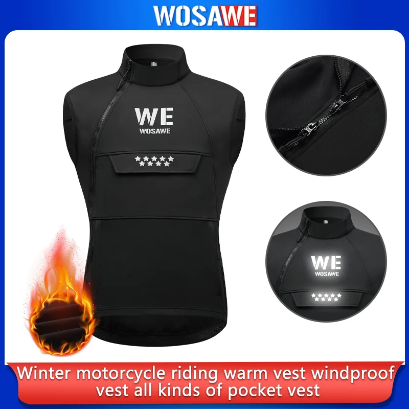 

WOSAWE Winter Motorcycle Riding Vest Off Road Motocross Warm Vest Windproof Cycling Clothing Waistcoat Various Pockets Gilet