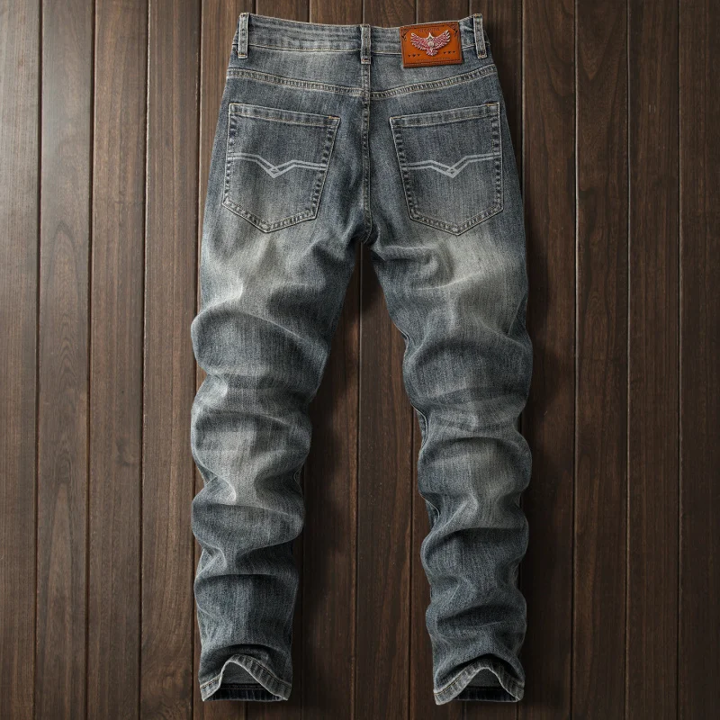 

Мужские джинсы 2026 года, весенняя новинка, синие, модные, повседневные, в корейском стиле, зауженные, эластичные, узкие, универсальные брюки