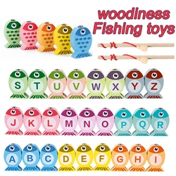 Children Wooden Fishing Game Toys Gift Early Education Alphabet Numeric Cognitive Toys Children Interactive Games Toys for Gifts
