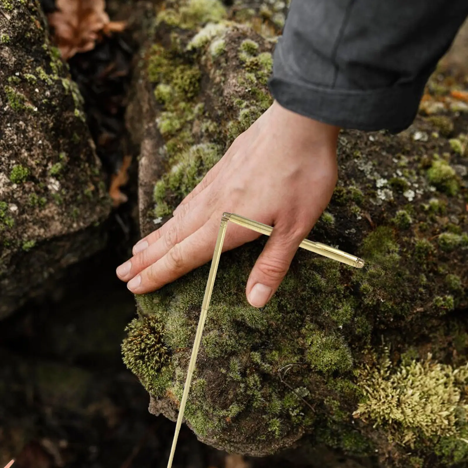 2Pcs Yellow Copper Alloy Divining Rods Telescopic Metal Water Detection Dowsing Rods Set Portable Outdoor Metal Tool