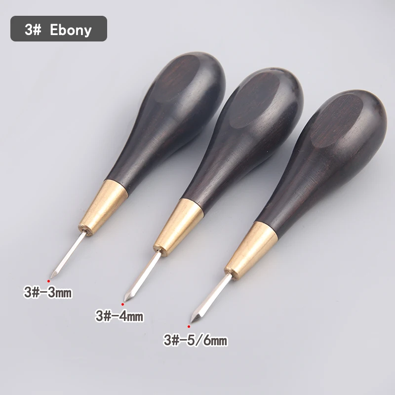 DIY Leather Awl Sewing Stitching Tool punch needle Ebnoy Wood Leather Single Diamond Cutting And Punching With an Awl 3/4/5-6mm