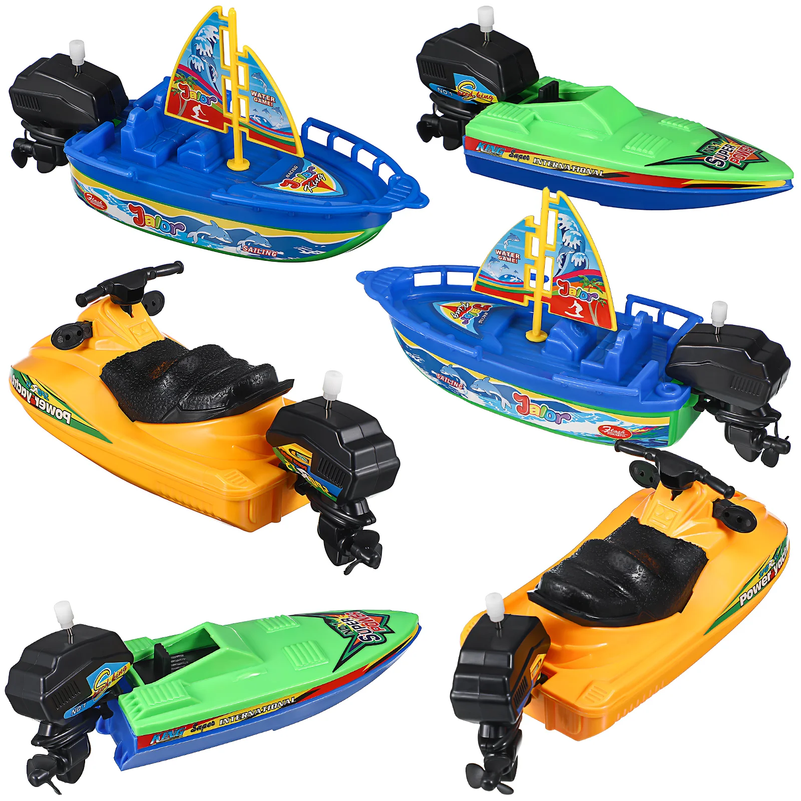 

6 Pcs Playing Boat Sail Sailboat Model Bath Toys Boats Boy Plastic Baby For Kids