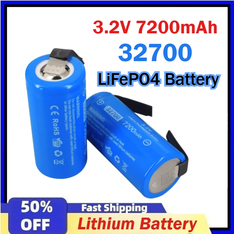 

3.2V 7200mAh 32700 Rechargeable LiFePO4 Battery for Flashlight Robot Tool Toys E-bike Street Lamp Energy Storage Batteries