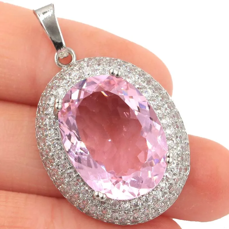 

8g Customized 925 SOLID STERLING SILVER PENDANT Dazzling Mystical Topaz Green Amethyst Golden Citrine Pink Kunzite White CZ Woma