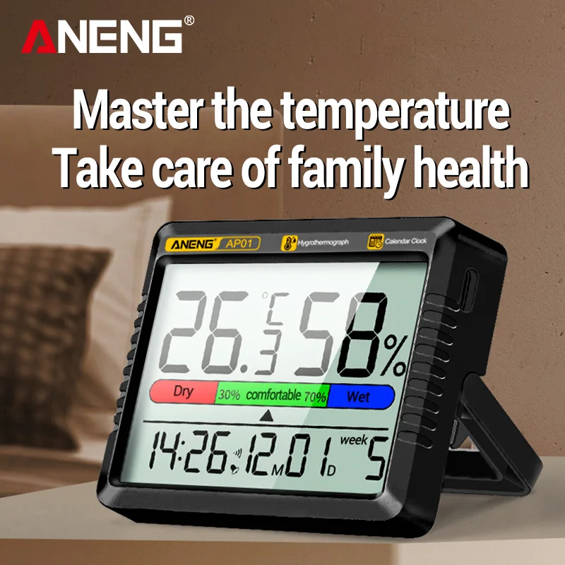 ANENG HP01 Temperature indicators thermometer bedroom home learning intelligent clock electronic large screen thermometer