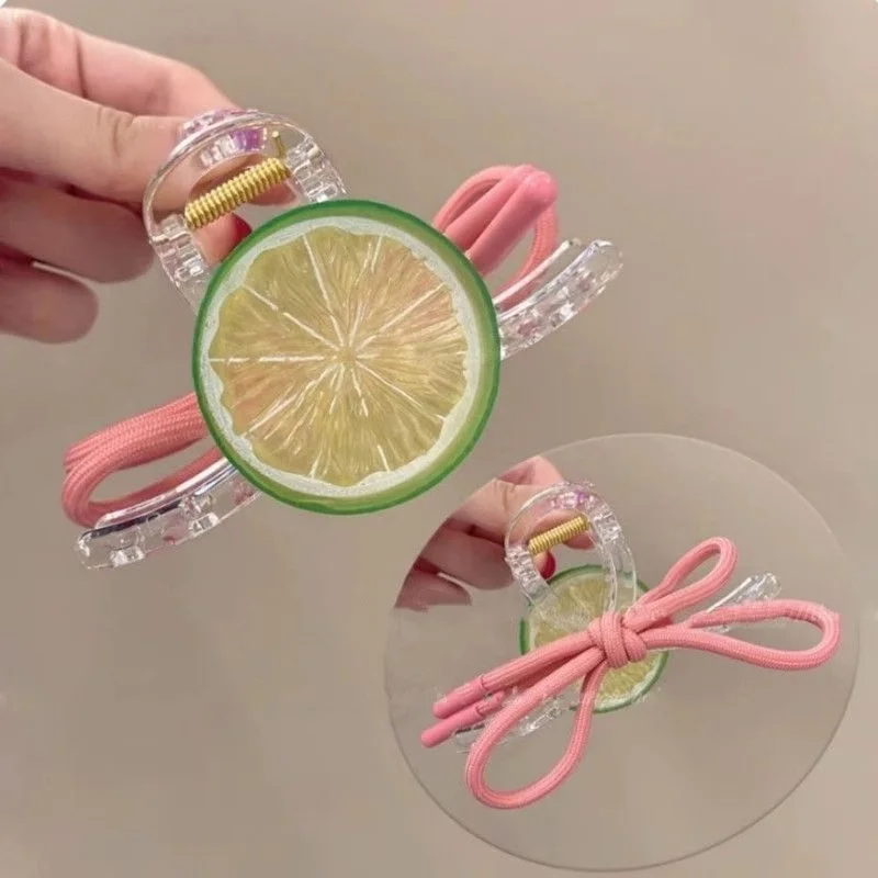Simulation Fruit Lemon Shark Clip Fun Bow Hairpin Sweet Cute Girls Hairpin Hair Accessories