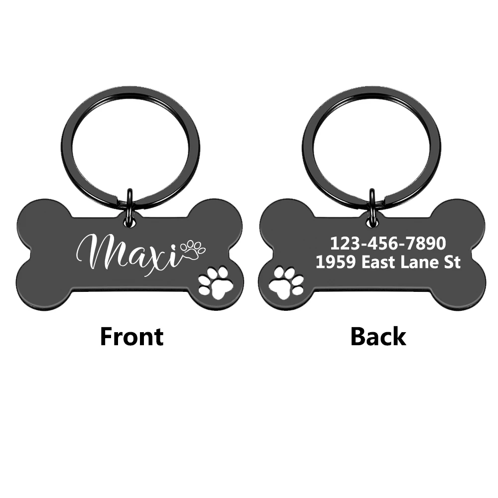 

1 pc Minimally designed cute Dog Tag Laser Engraving Tags Engraved Record Tel Address For dog Pets