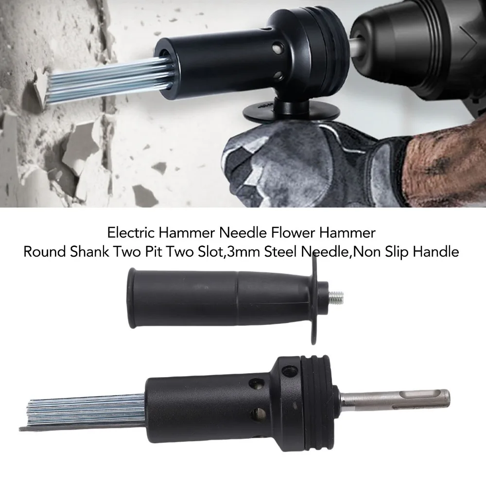 Round Shank Needle Scaler Attachment 2 Pit 2 Slot SDS Shank Power Tool Attachment Hardened Alloy Steel Ergonomic Design