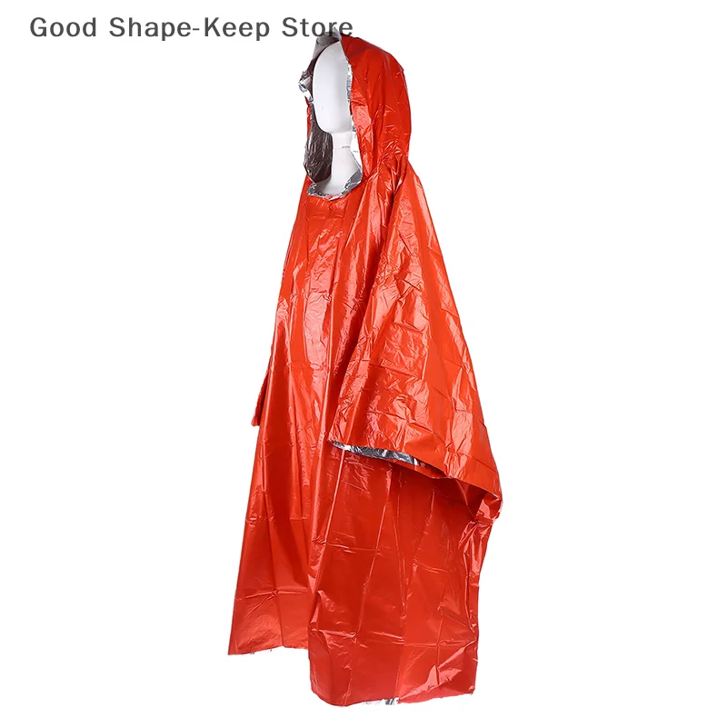 1PC Waterproof Outdoor Camping Hiking Travel Motorcycle Rain Gear Emergency Rain Poncho PE Thermal Blanket Raincoat Hooded Cover