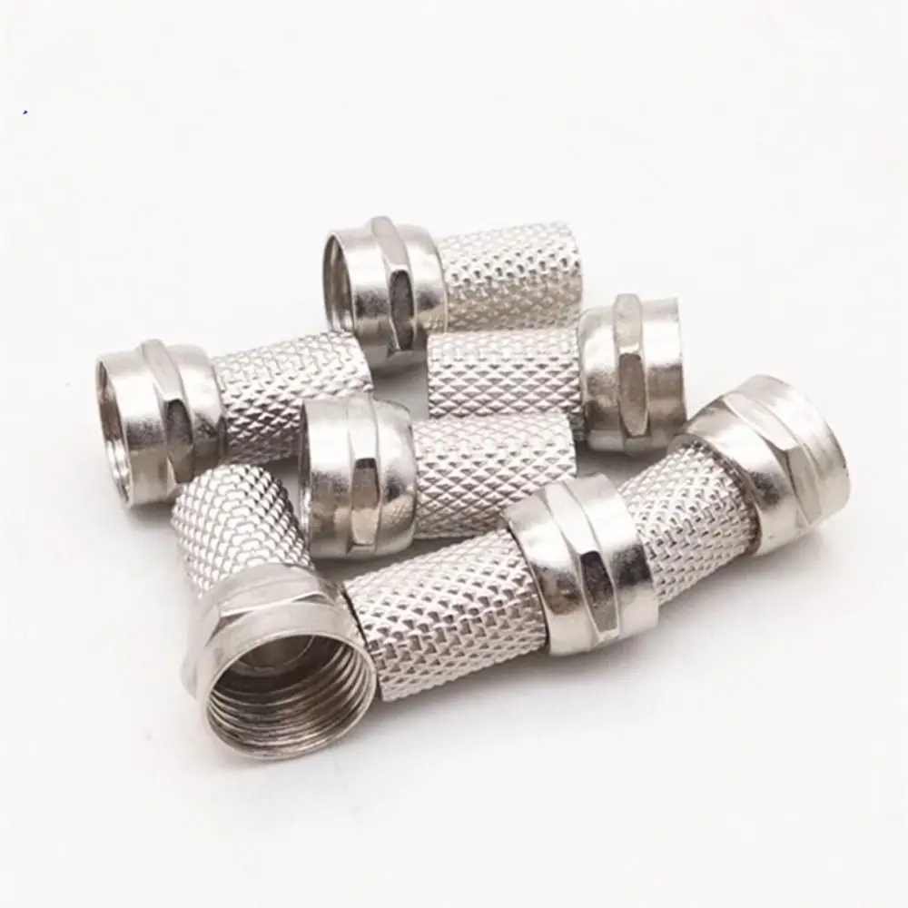 10Pcs 75 Ohm RG6 F Type Cable Connector 75-5 Screw On Type F Plug Connector Copper Twist On Design Coax Cable Quick Connector
