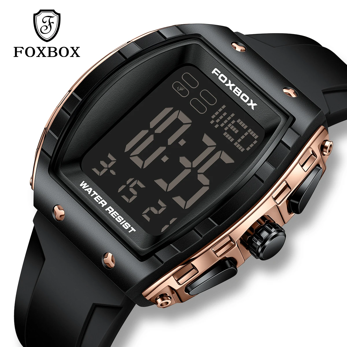 ساعة يد رقمية LCD عصرية للرجال من LIGE بطول 50 متر مقاومة للماء بحزام سيليكون رياضي للرجال ساعة إلكترونية كاجوال للرجال