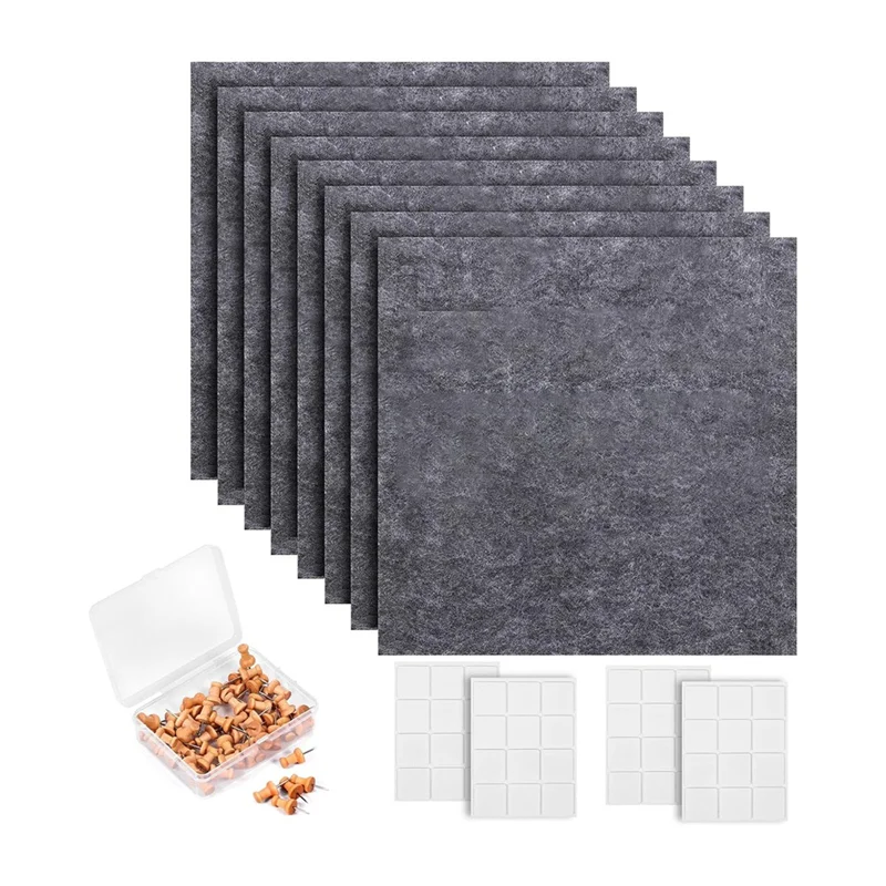 Compact Cork Board Wall Felt Board Tile With 60 Push Pins And Safe Removable Adhesive Labels For Bulletin Board In Office
