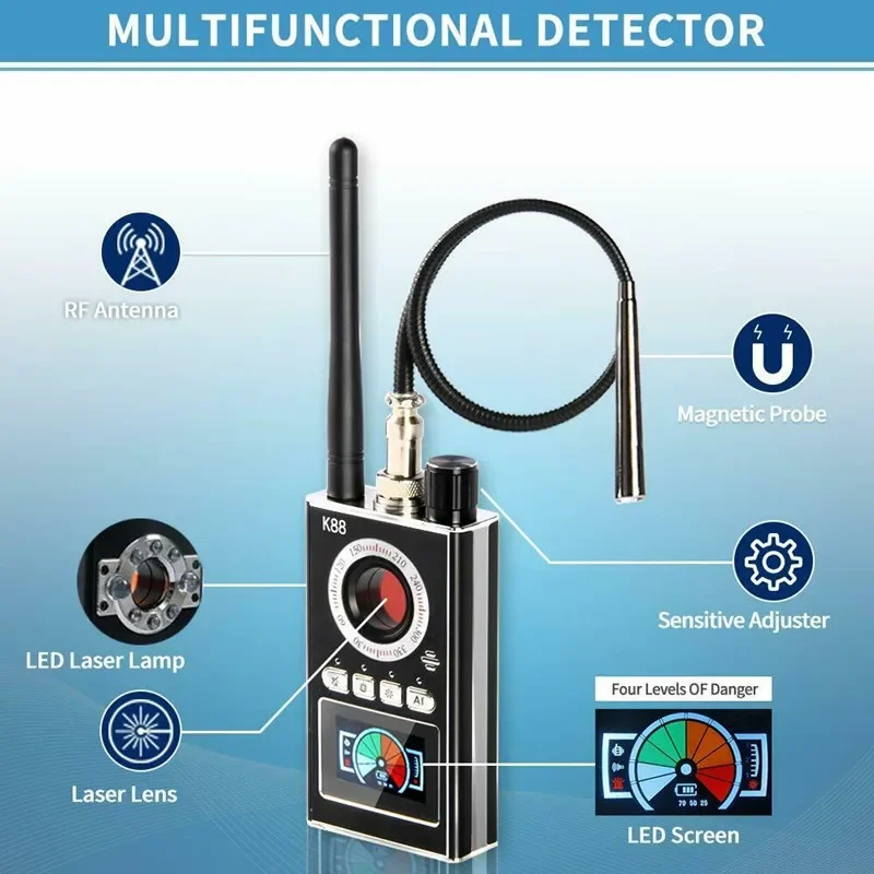 K88 Camera Detector Bug GSM GPS Tracker Camera Spy Eavesdropping Device WiFi Signal Detector Anti Candid Detector spy gadgets